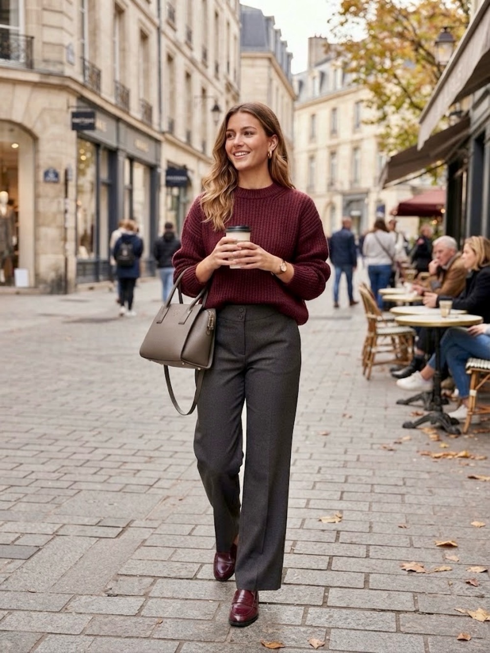 Vintage Wide-Leg Dress Pants in Charcoal Gray